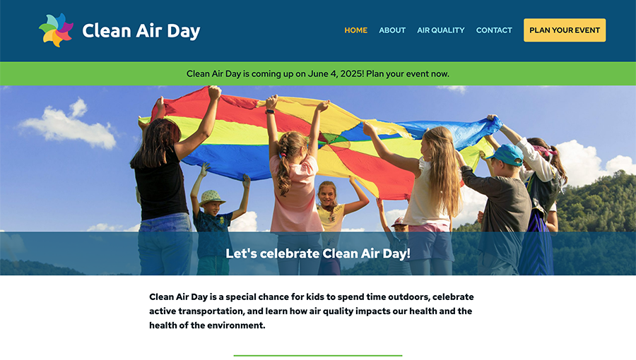 screenshot of colorful informational site
