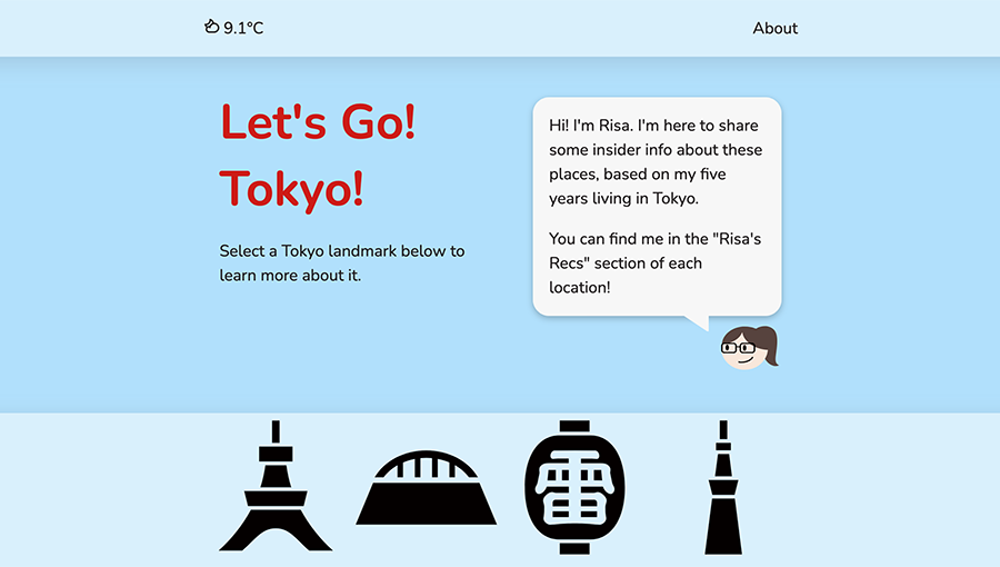 screenshot of blue tourism site